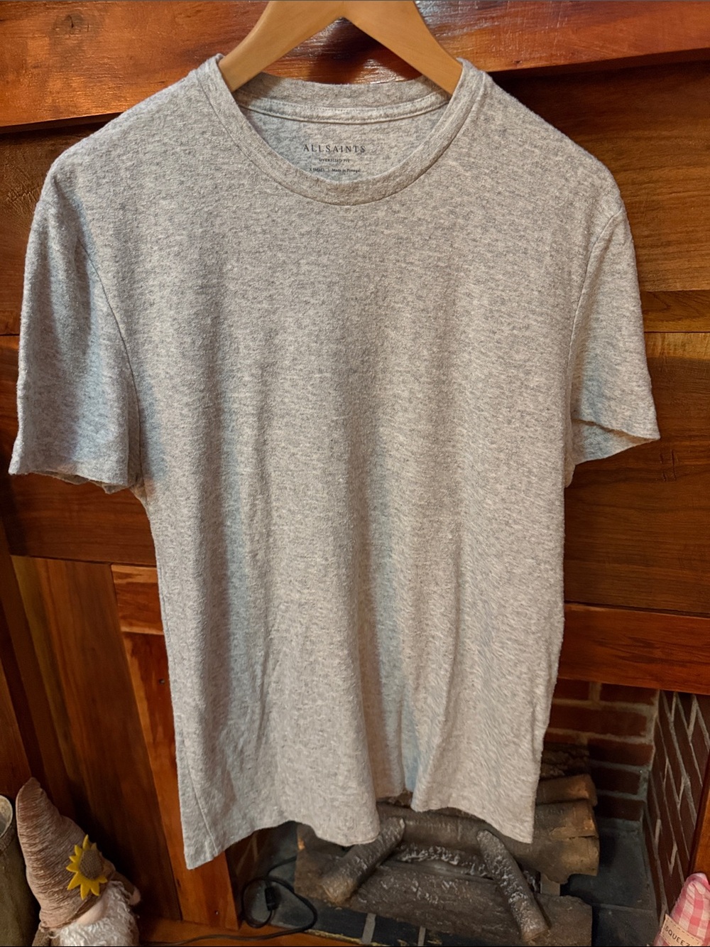 All Saints Men’s Short Sleeve Crew in Light Gray